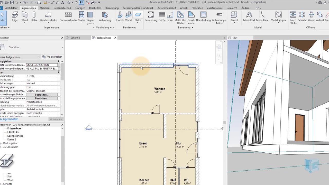 Revit Grundlagen // Fundamentplatte