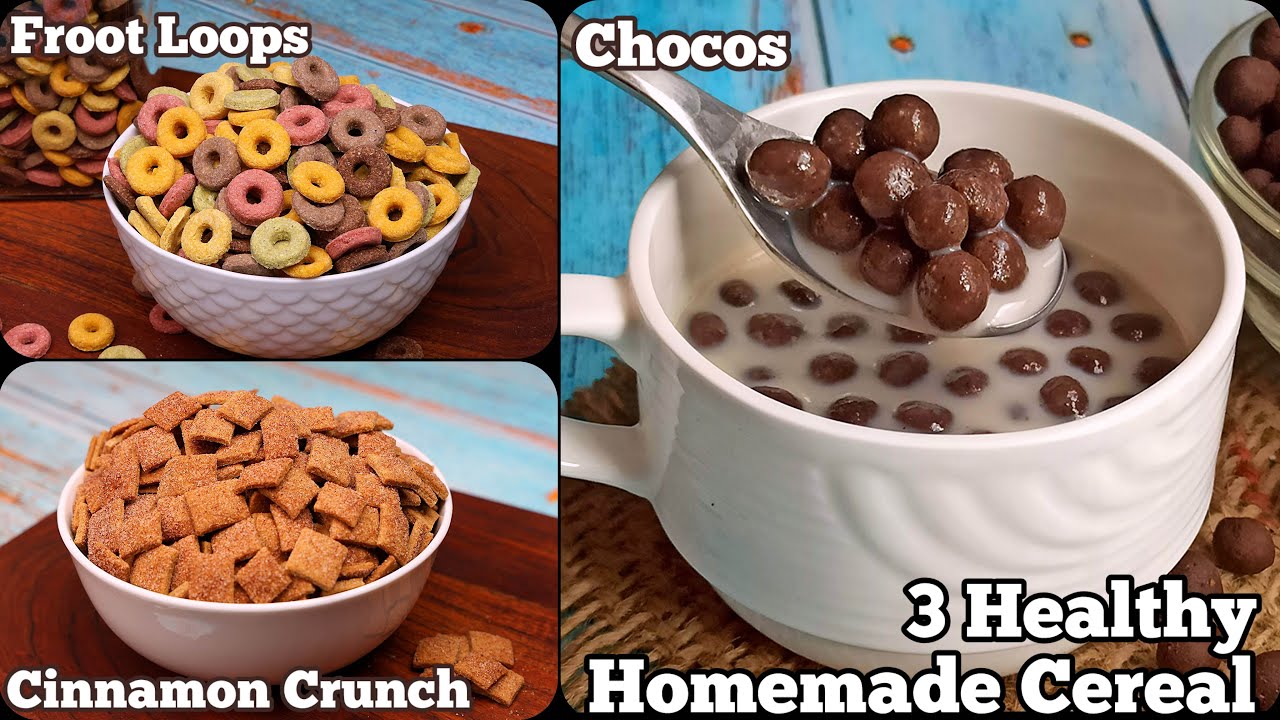 3 Healthy Breakfast Cereals at Home | Chocos, Fruit Loops & Cinnamon Crunch Recipe&ndash; No Preservatives