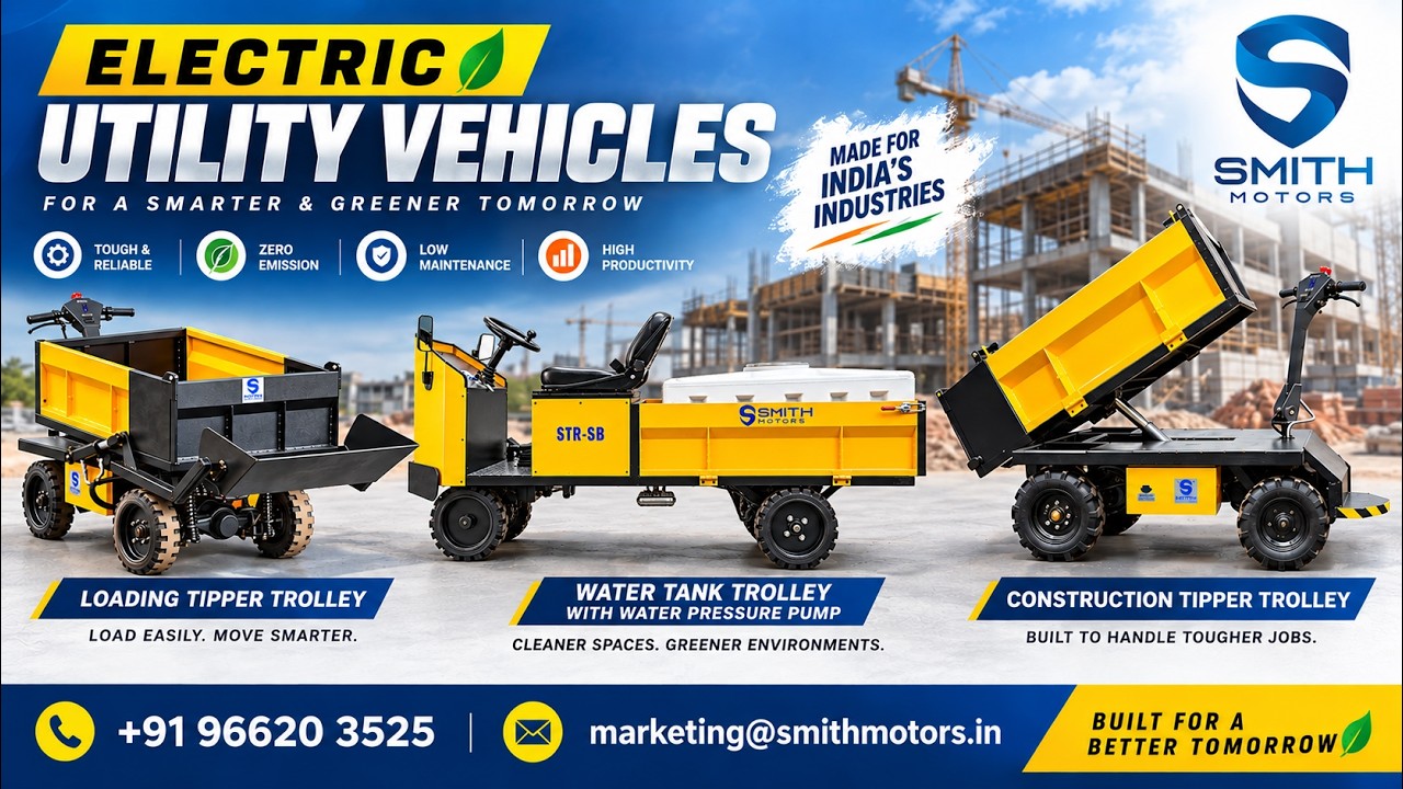 Electric Utility Vehicles | Loading Tipper, Water Tank & Construction Tipper | Smith Motors