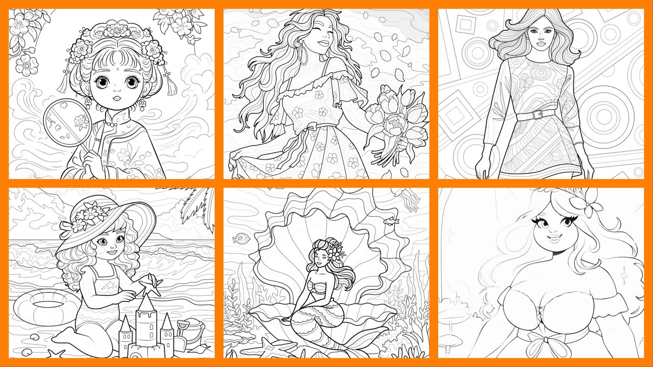Diverse Beauty Women Girls Picture Collection Hey Color app #coloringbook