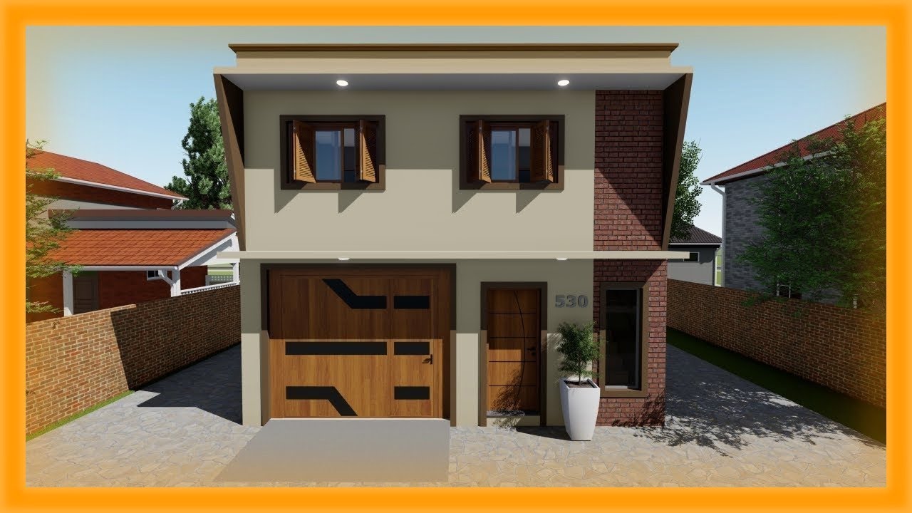 Planta de Sobrado Pequeno 7x7 com 3 Quartos e Garagem