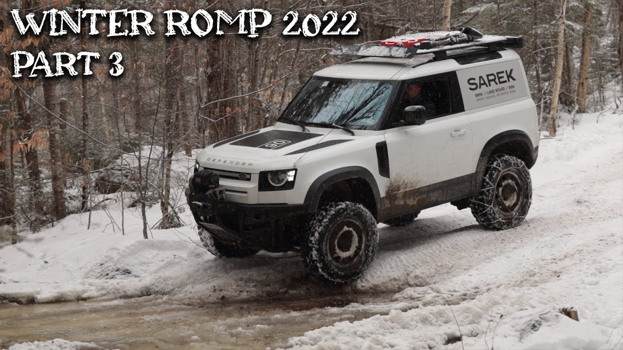 Snow at Winter Romp 2022 featuring New Defender and friends.