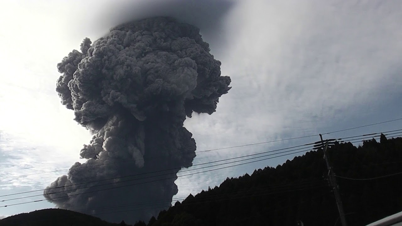 Volcanic plume rising through the clouds, the 2011 Shinmoedake eruption, Kirishima, Japan (no audio)