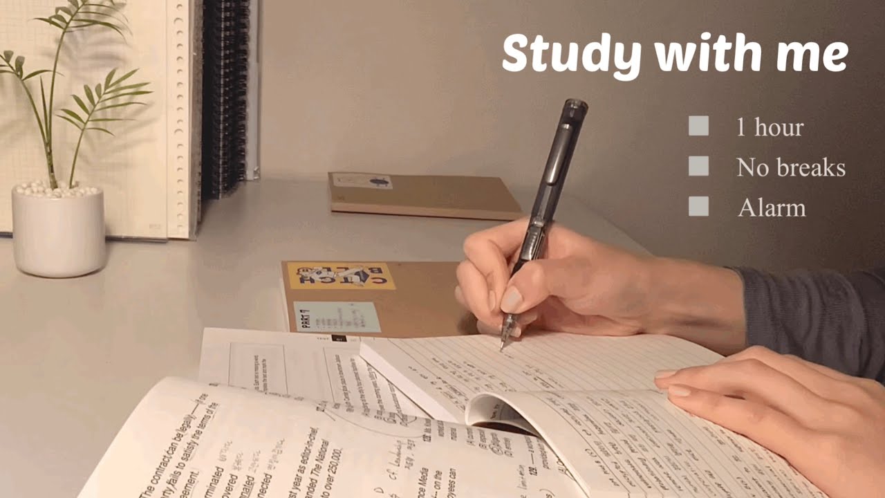 STUDY WITH ME 1hour | 1시간 집중 | 스터디윗미 | 토익 | No breaks | Alarm | fire crackling | 장작 타는 소리 ASMR🔥