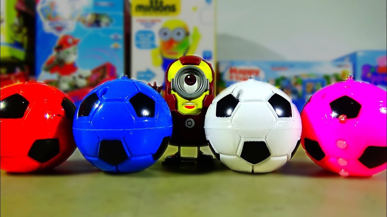 Colorful Soccer Ball Spinning Top Toys w/ Flashing Lights & Lots Of Minion Toys!