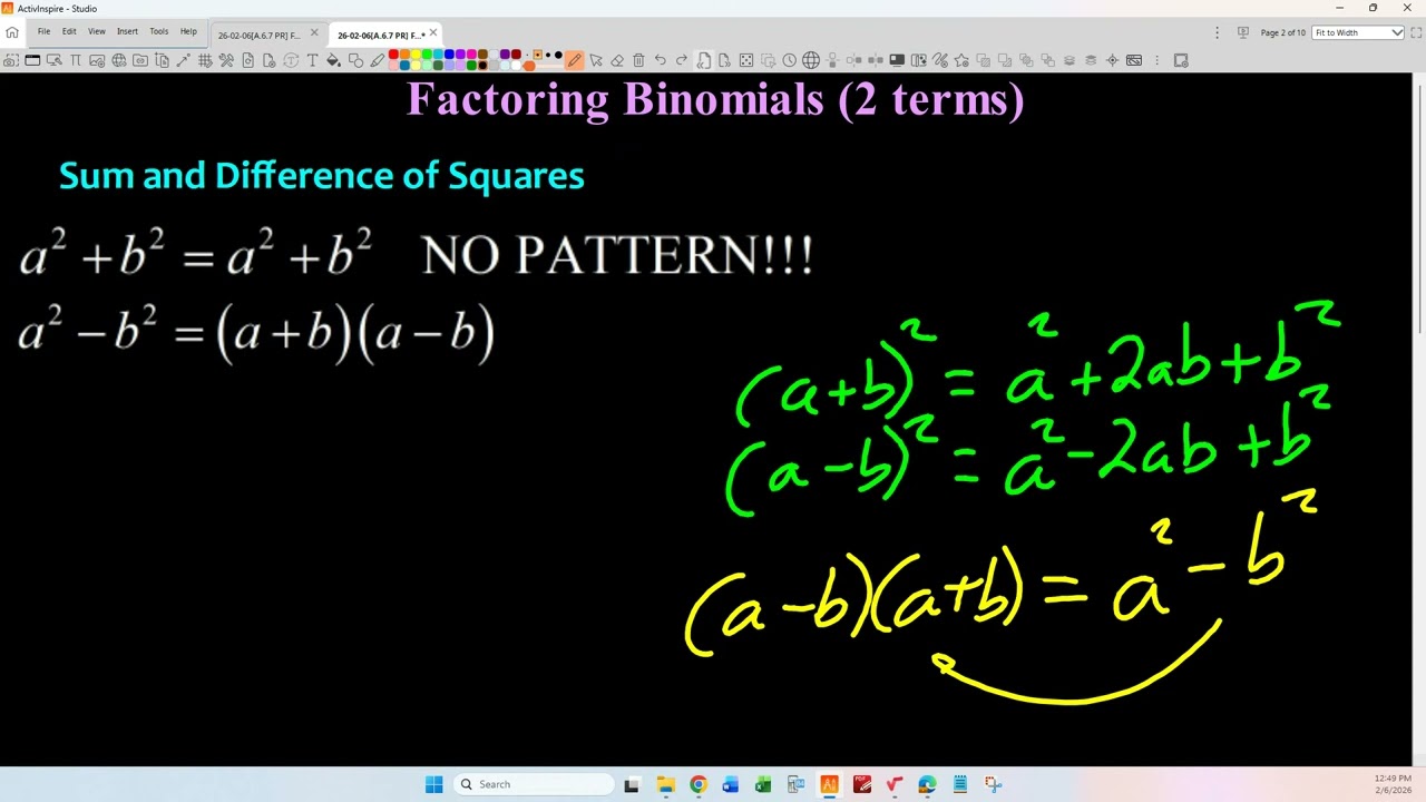 26-02-06[A.6.7 PR] Factoring Binomials