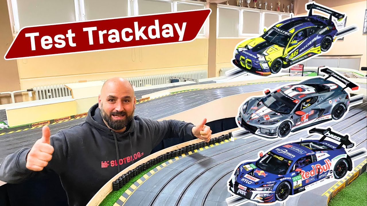 Trackday auf der Carrerabahn - Carrera Digital 124 Corvette C8R, BMW M4 GT3, Audi R8 EVO 2