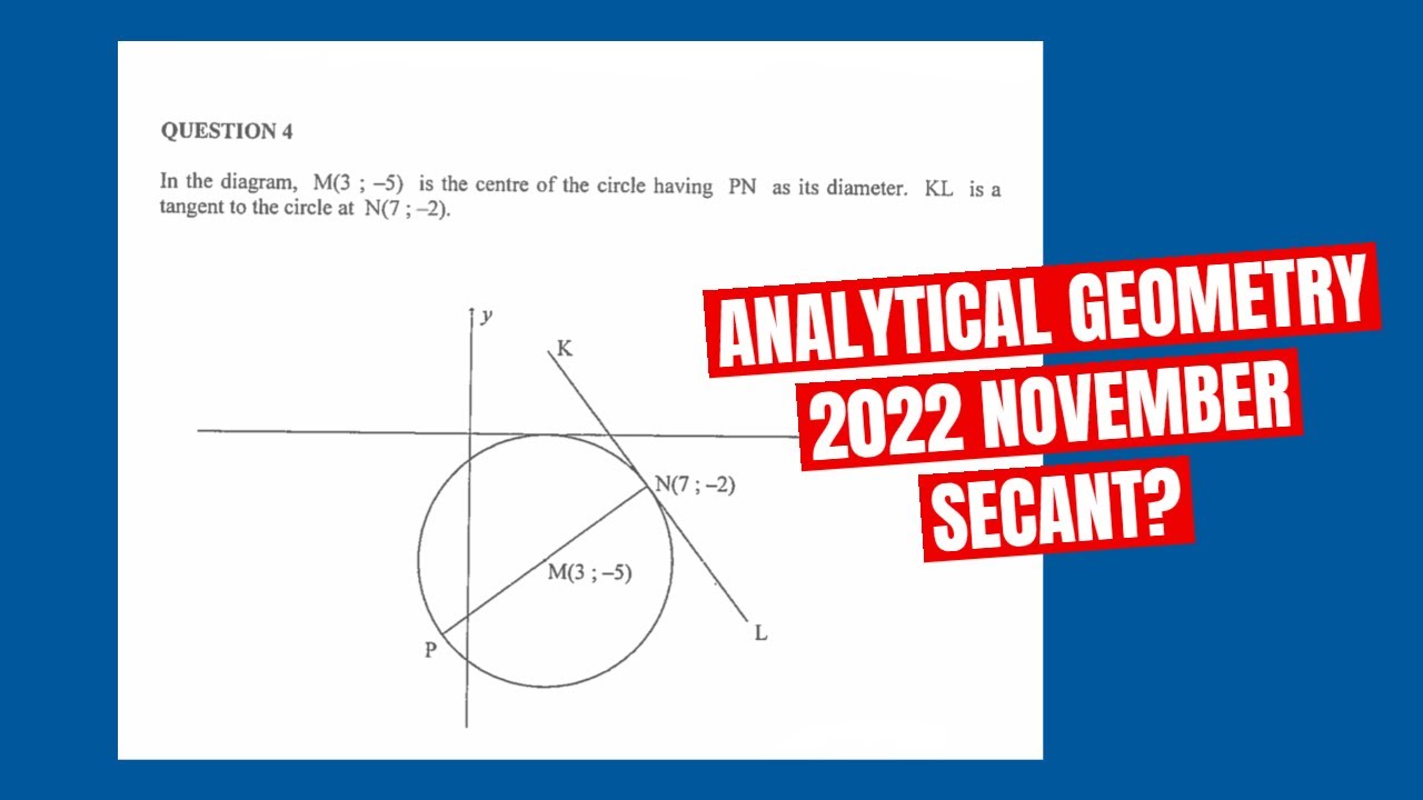 Analytical Geometry Question 4 Grade 12 Maths Paper 2 November 2022