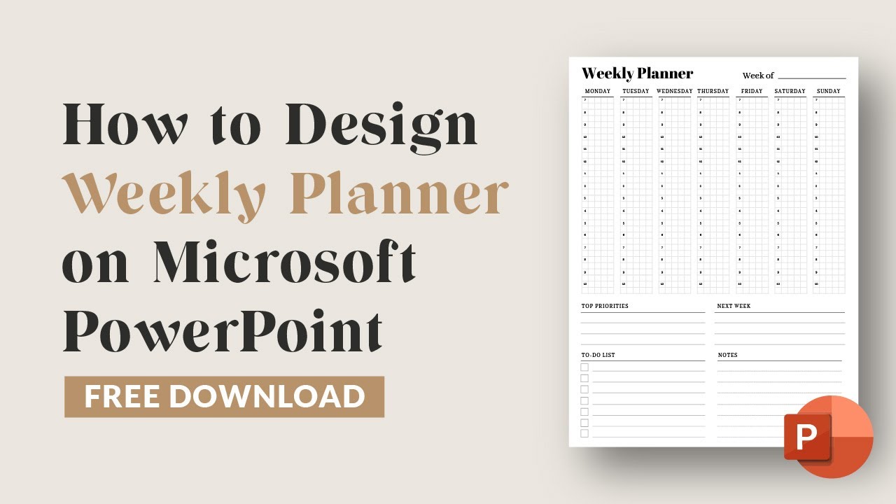 How to design minimalistic weekly planner on Microsoft PowerPoint | DIY printable | Free Download