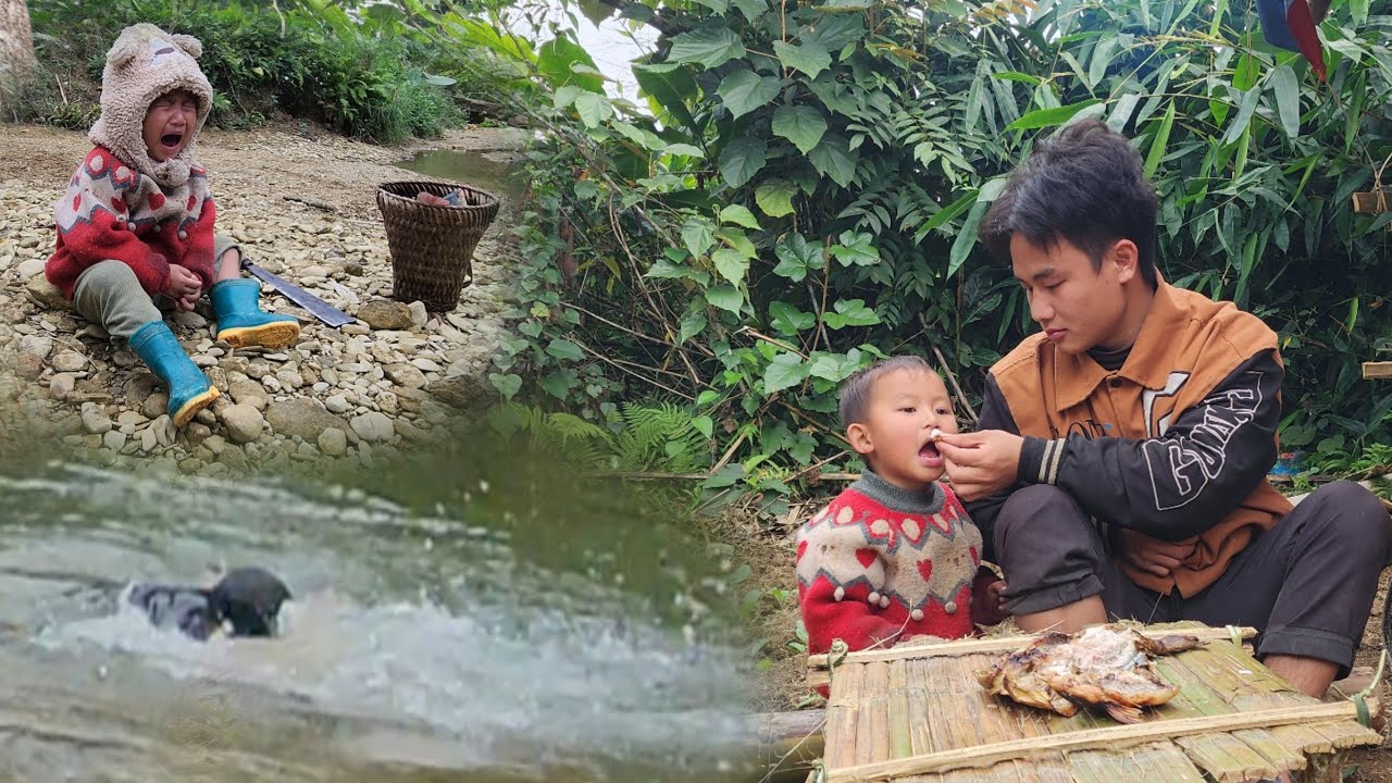 The child went fishing with a homeless man and unfortunately fell into the water.