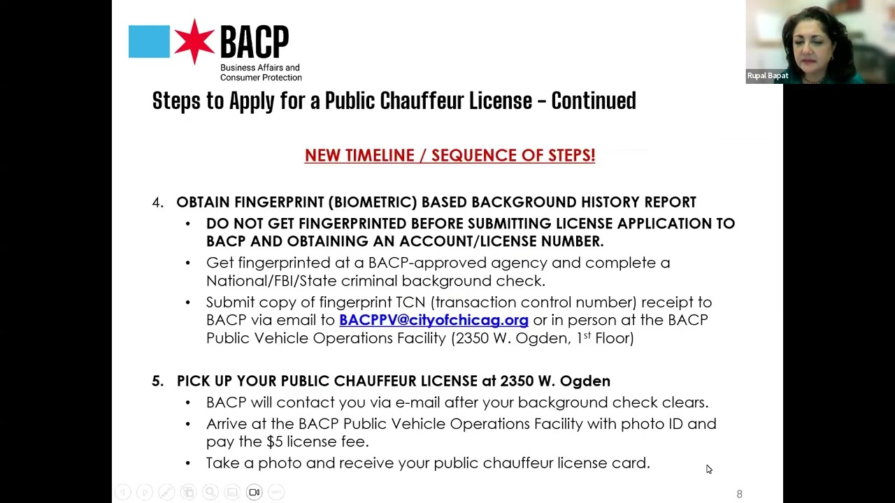 Steps to Obtaining a City of Chicago Public Chauffeur or Public Vehicle License