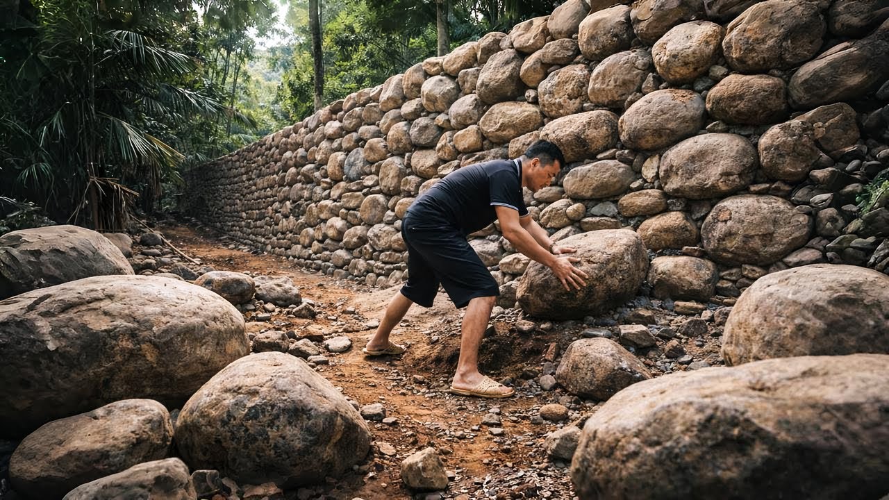 How I Built a Stone Wall Using Only River Rocks | by @PrimitiveSkillsnet