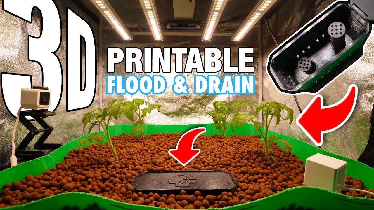 3D Printable Flood & Drain Hydroponic System Time-Lapse ft. SpiderFarmer SE3000
