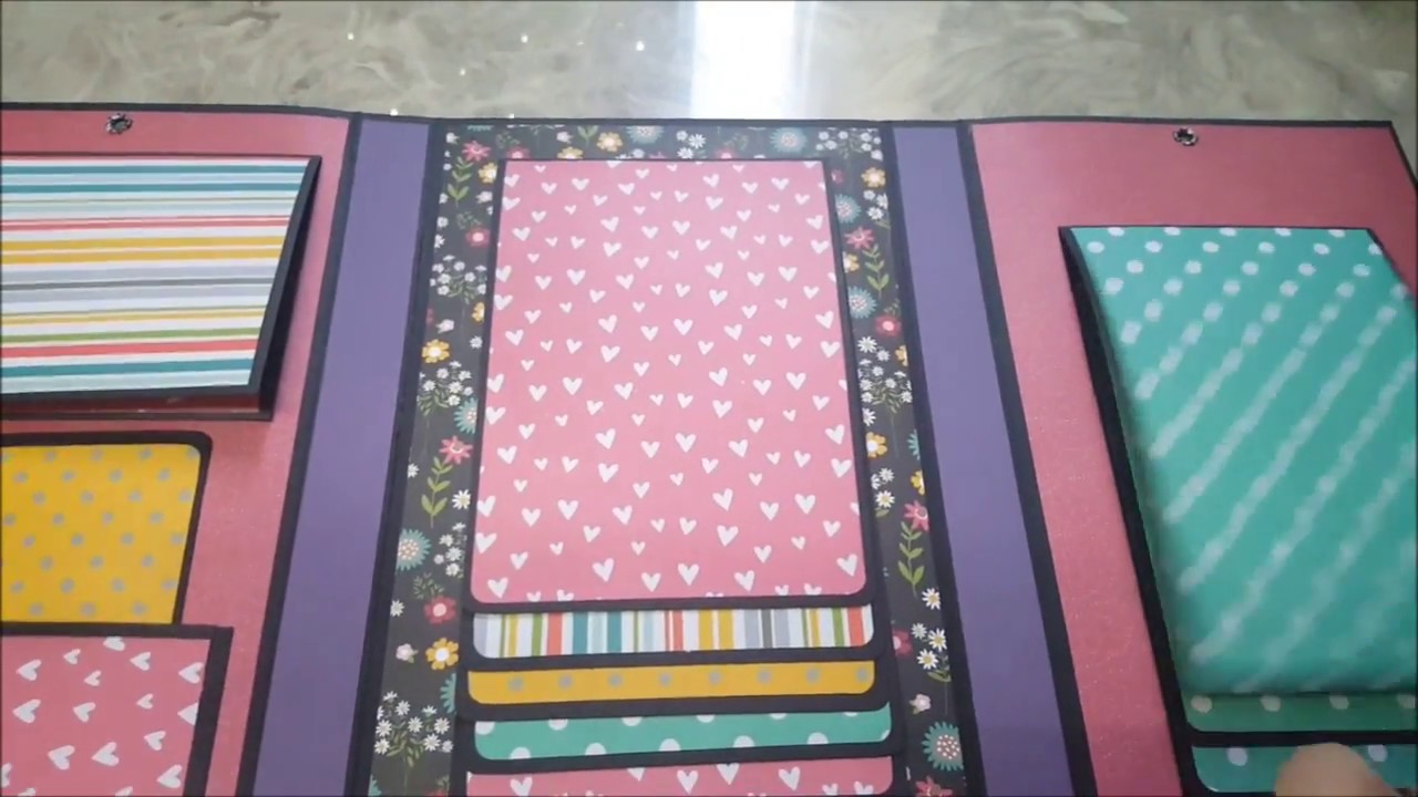 Folio album 01 - Trifold folio album | waterfall album | Pebbles patterned paper