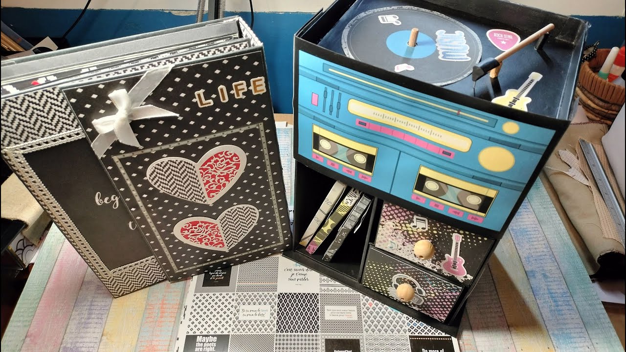 Álbum fotofolio Blanco y Negro y Álbum Cadena de Musica #scrapbooking #album #fotofolio #hechoamano