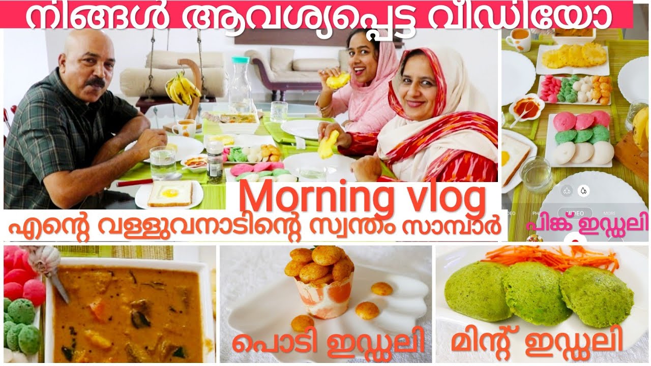 MY MORNING ROUTINE/വള്ളുവനാടിന്റെ സ്വന്തം സാമ്പാർ/MINT IDLI/PINK IDLI/PODI IDLI/THESNIM AZEEZ