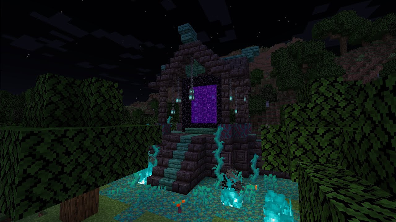 Minecraft: Warped Forest Biome Nether Portal Design - Tutorial