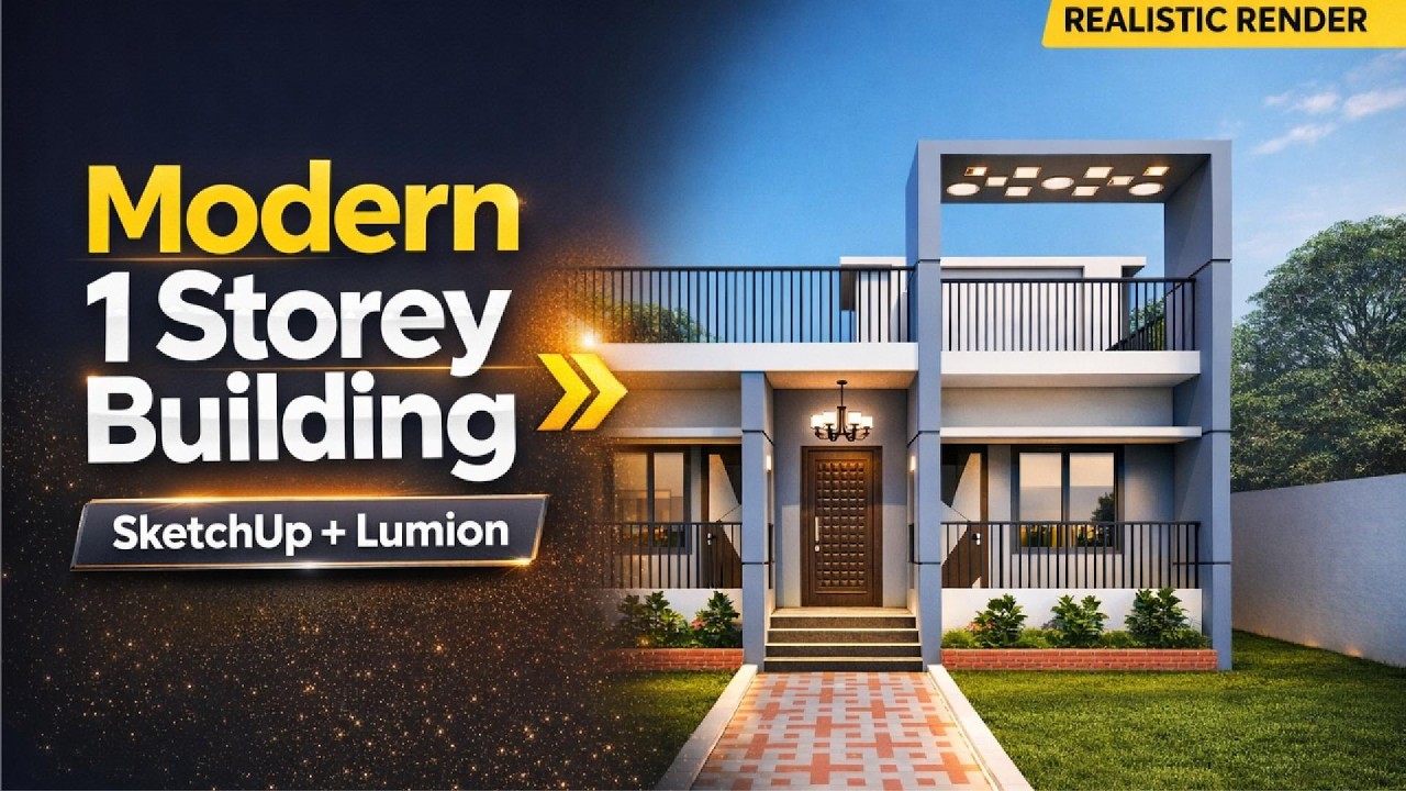 Modern 1 Storey House design step by step | Sketchup + Lumion Tutorial