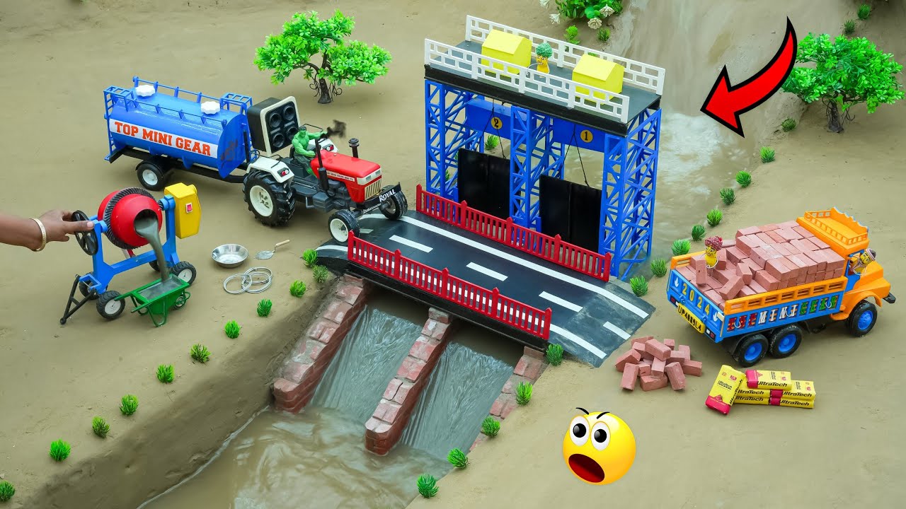 diy tractor making mini 2 compartment dam with bricks science project | rc tractor |‪@topminigear