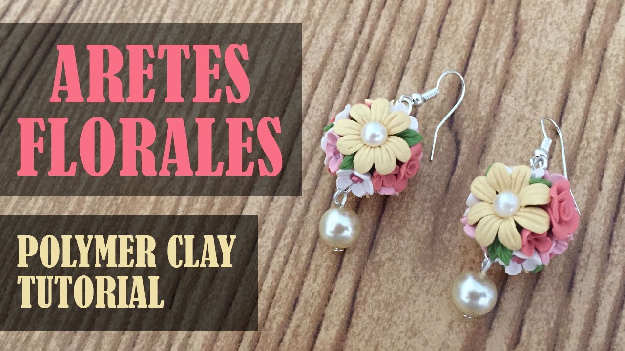 💐🌷🌹🌸 Como hacer unos aretes florales en arcilla polimérica/Polymer clay floral earrings tutorial.