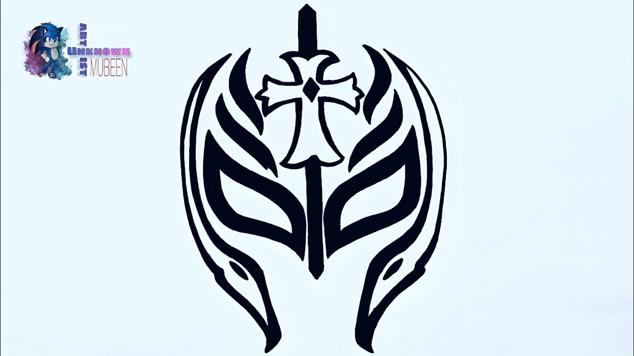 How to Draw 👉 Rey Mysterio Face Mask Logo Drawing