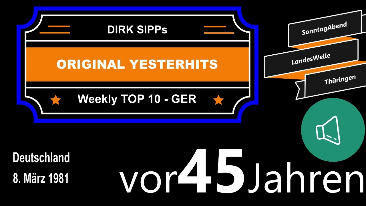 Yesterhits Weekly Top Ten Germany vor 45 Jahren
