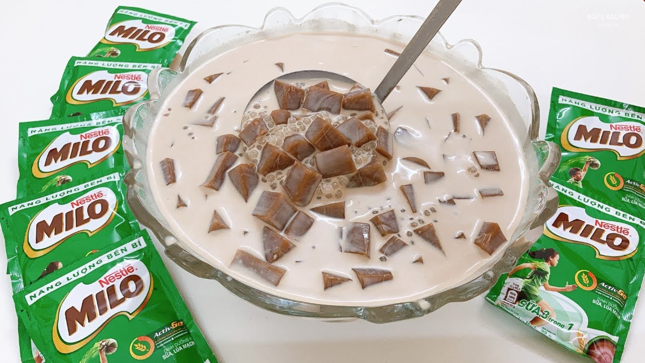 Cách làm Nước Thạch Sữa Rau câu Milo mát lạnh, ngon và đơn giản | Milo Jelly Drink | Nga’s Kitchen