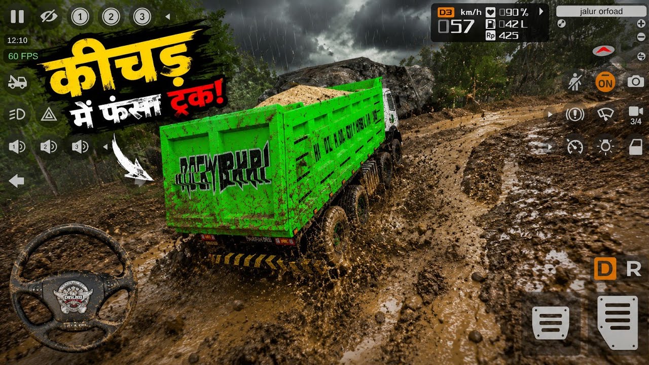 Heavy full loaded truck off road driving gameplay Bus simulator Indonesia Game
