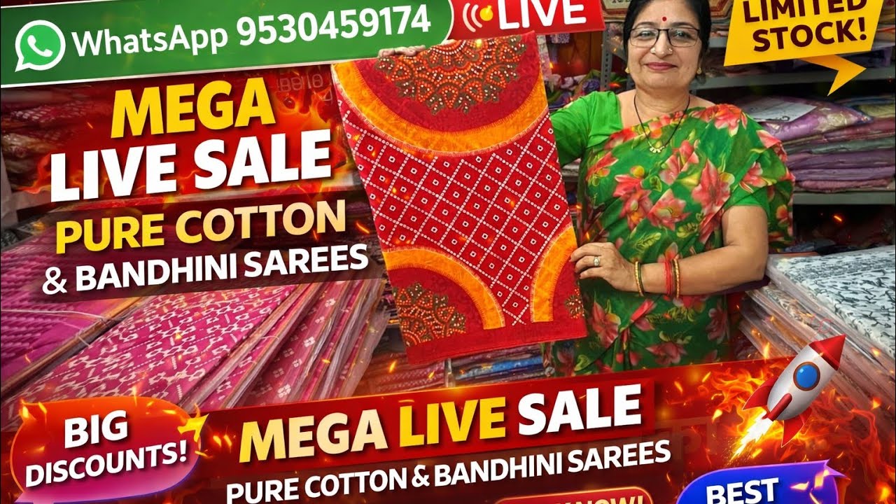 9530459174 Pure cotton saree collection | Gangaur special saree collection | Bandhini cotton sarees