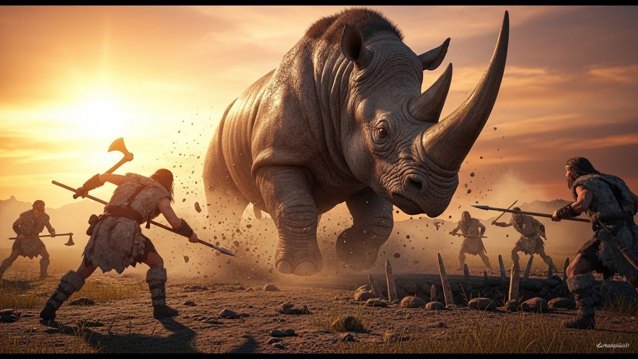 The Survival Battle: Prehistoric Humans Face a Giant Rhinoceros | Ancient Life Planet