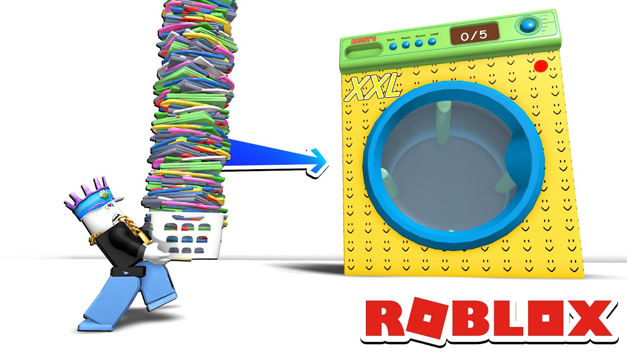 NOOB buys INSANE LAUNDRY MACHINE in LAUNDRY SIMULATOR... (ROBLOX)