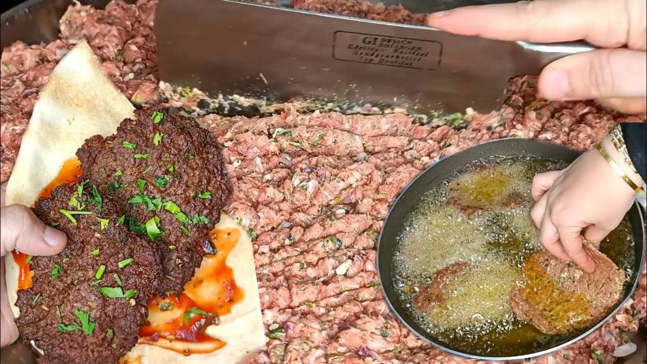 انسي البفتيك والاستيك وجربى (تشابلى كباب) الأفغانى بالساطور اعمليها 💥 الذ اقراص كفته  chapli kebab