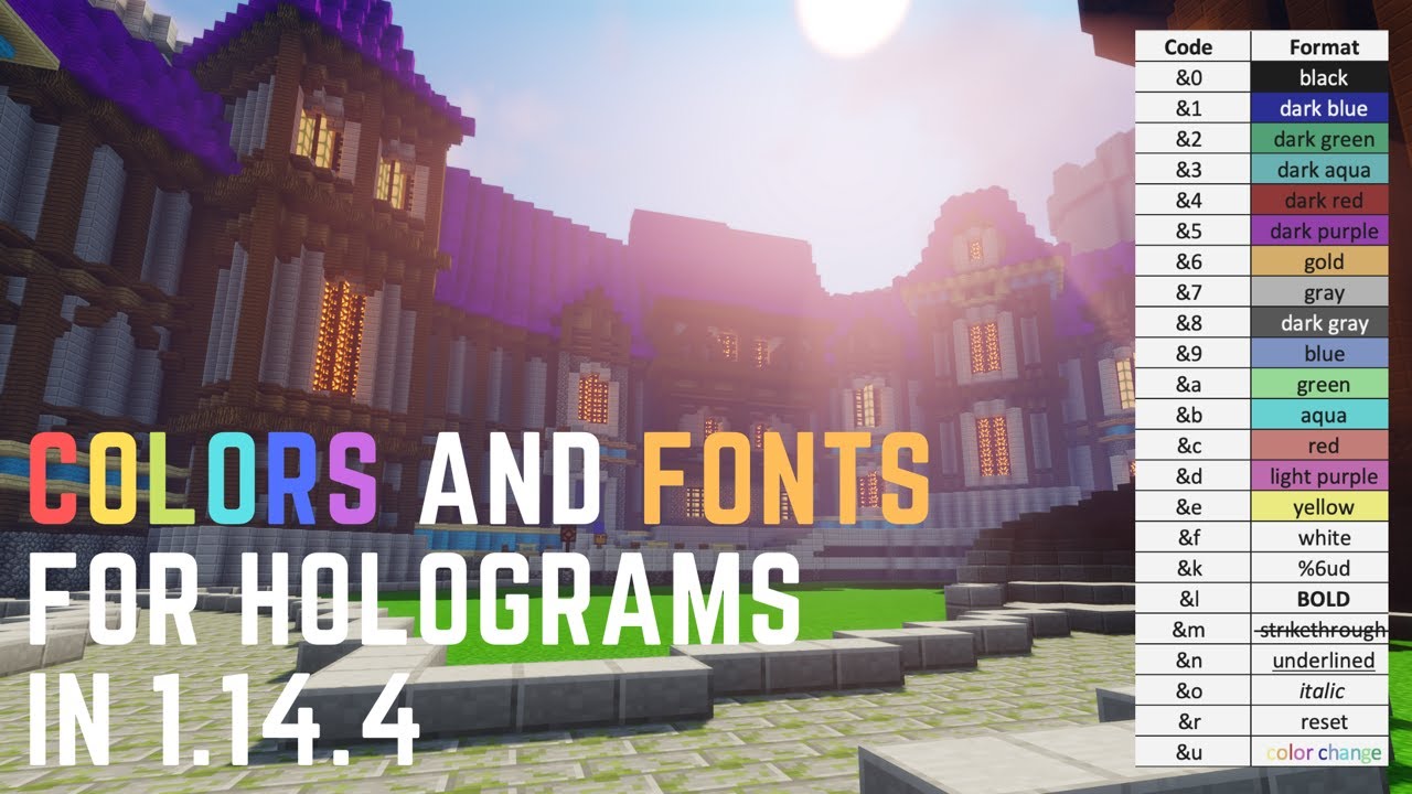Change colors and fonts for holograms in Minecraft 1.14.4