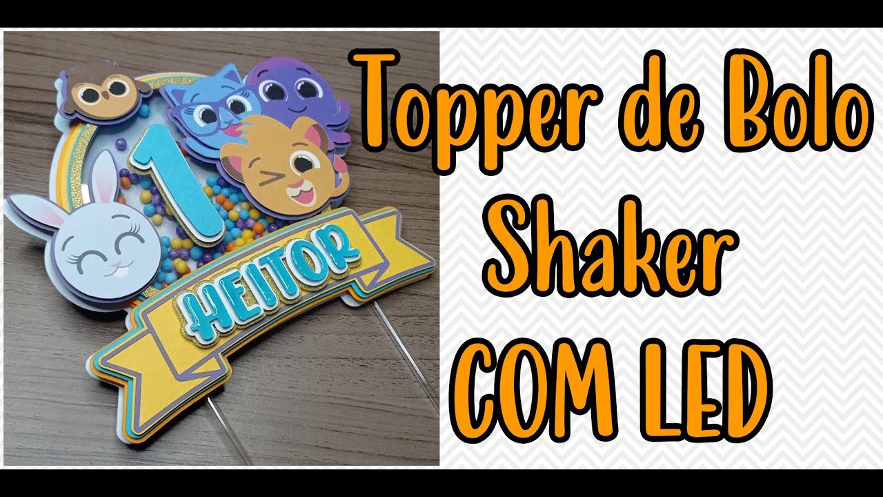 Topo de bolo shaker com Led Papelaria Criativa #lilatelie