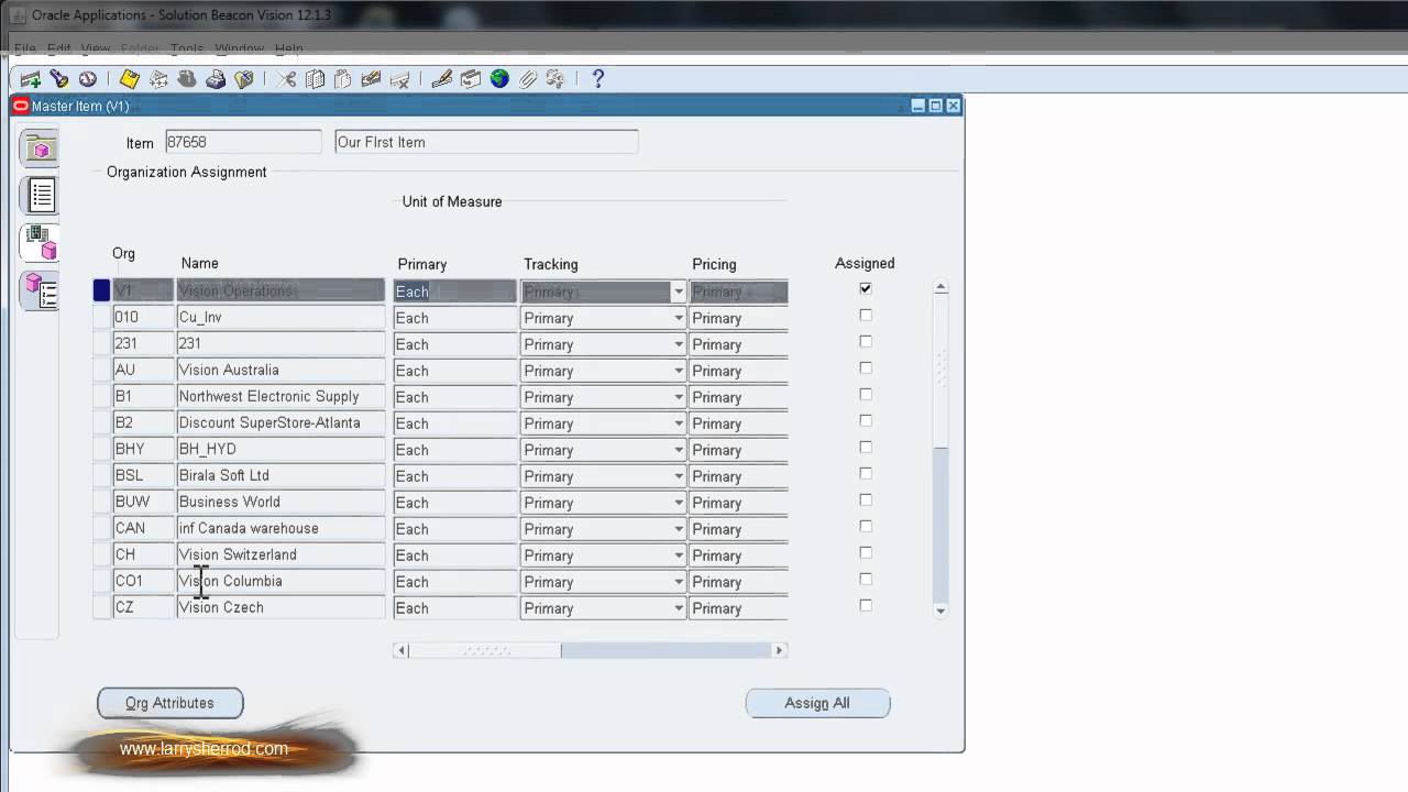 INV Creating an item in Oracle Inventory, Oracle Applications Training