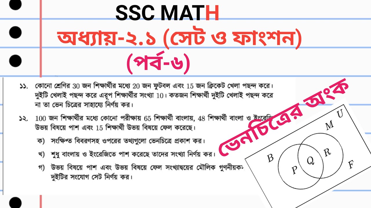 (পর্ব-০৬) | SSC Math Chapter 2.1 | ভেনচিত্রের অংক | Venn Diagram | সেট ও ফাংশন |@bdvirtualacademy534