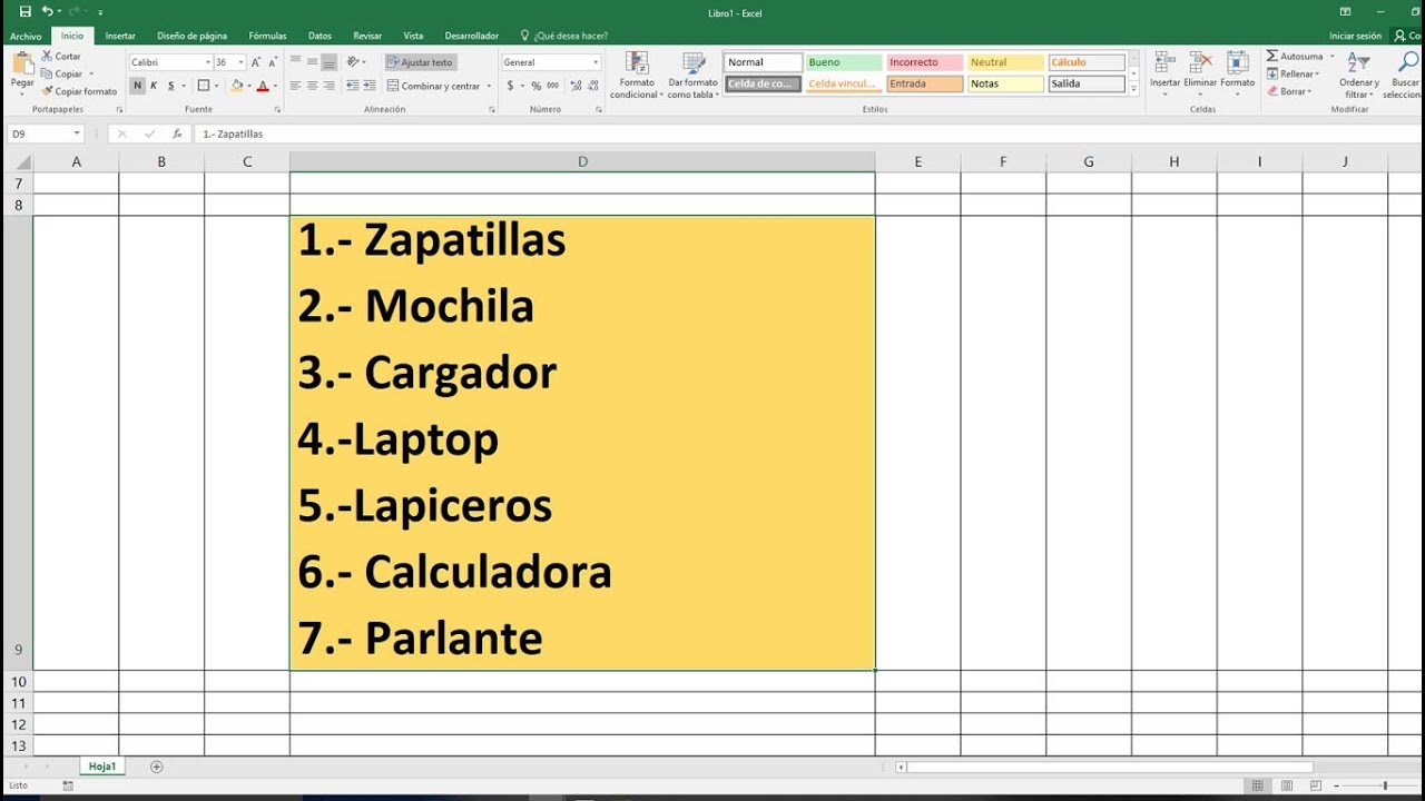Como incluir varias líneas en una misma celda Excel
