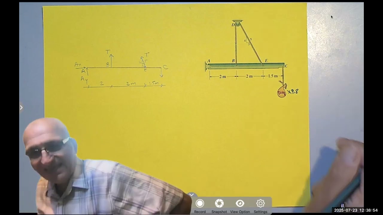 2D Rigid Body Equilibrium &ndash; Advanced Pulley and Beam Example | Engineering Statics Tutorial