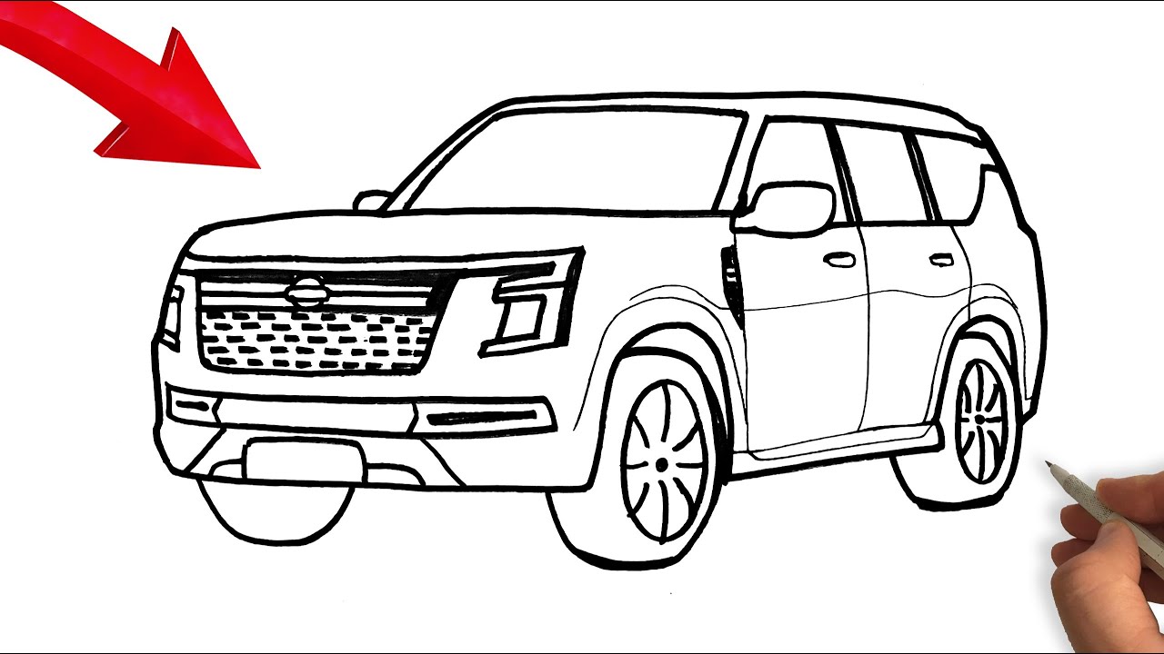 How to draw a Nissan Patrol SUV - SUV CAR DRAWİNG - Easy Nissan Patrol Car Drawing