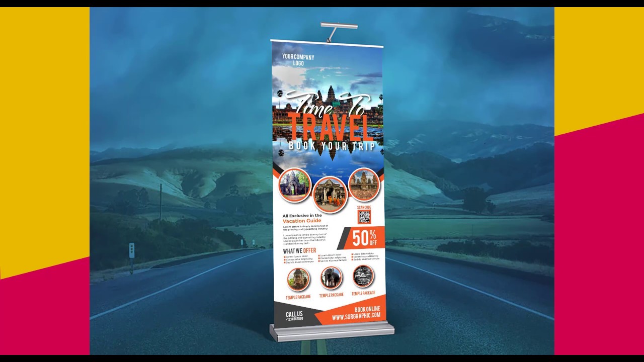 how to make professional Travel Roll up Banner in Illustrator Tutorials