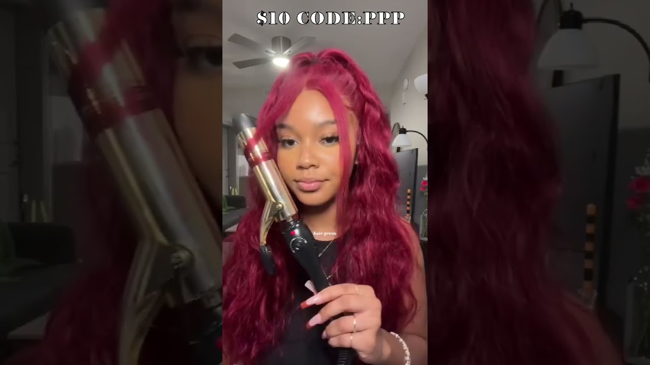💗 How To Curl Half Up Half Down Hairstyle - 99J Burgundy13x4 Lace Frontal Wig Body Wave | #ELFINHAIR