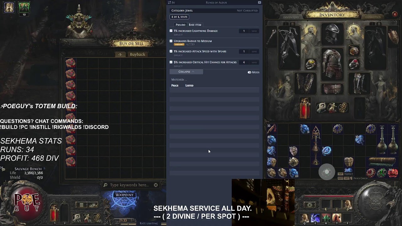 SEKHEMA CARRY SERVICES all day! POEGuy's Totem Warrbinger League-Starter