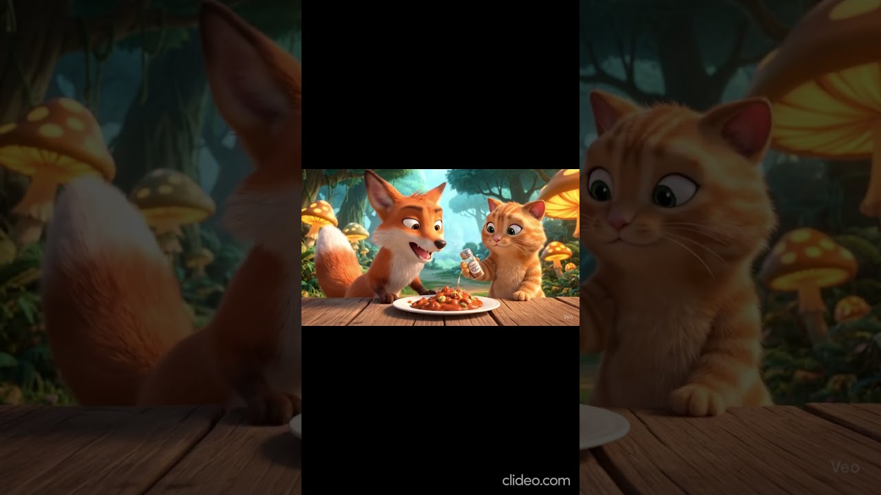 Fluffy Orange Cat vs Sly Fox – Food Contest