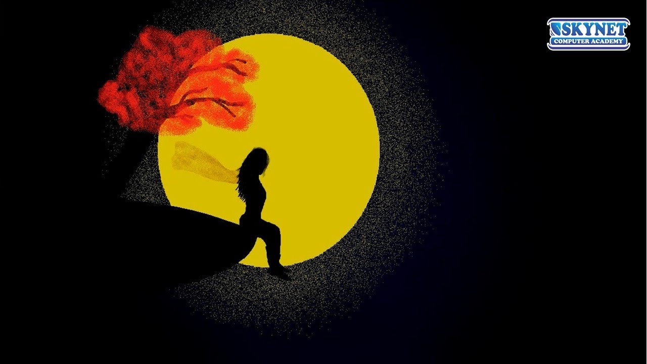 Beautiful Yellow Moon Scenery Drawing in MS Paint | Silhouette Art Tutorial #drawing #easydrawing