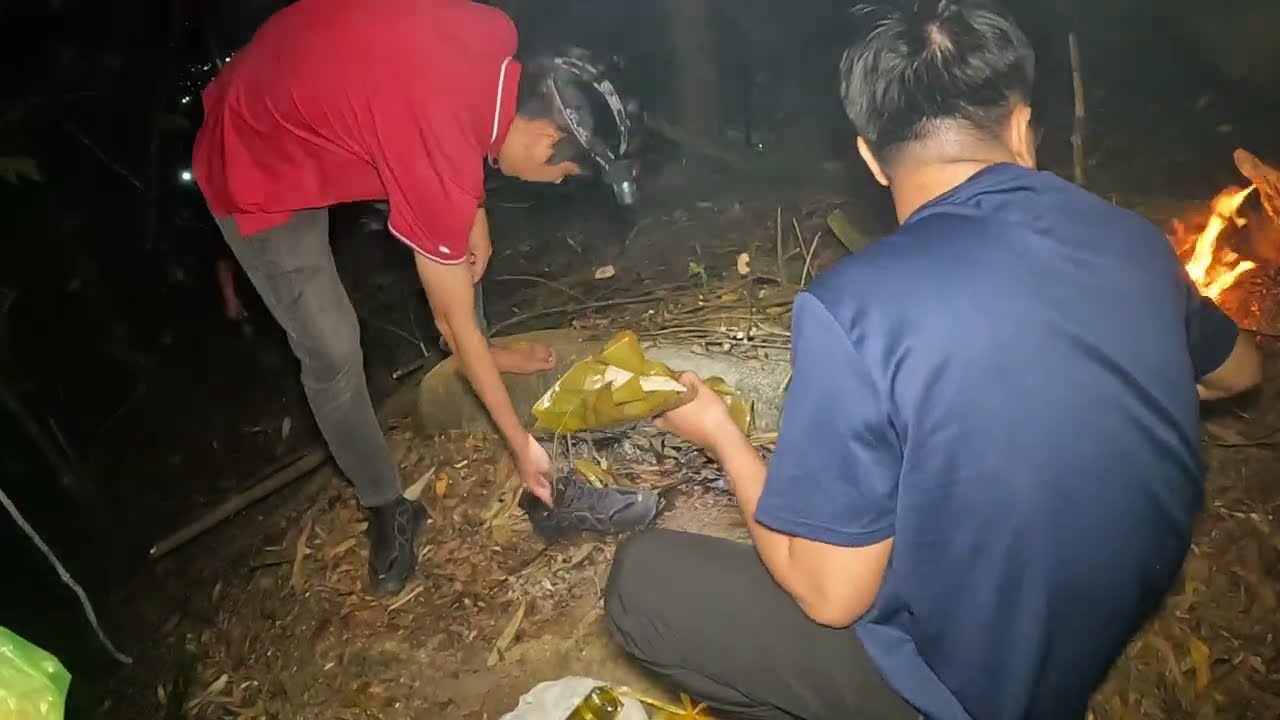 p11 thử thách 2 ngày 1 đêm cắm trại sinh tồn trên núi chứa chan . hưng đang rảnh