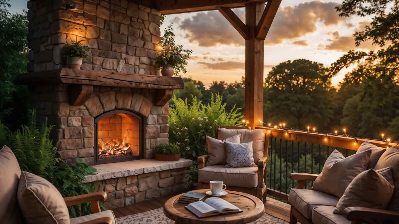Cozy Fireplace Ambience LIVE 🔥🌙 | Outdoor Night Sounds • Calm Relaxation • Deep Sleep