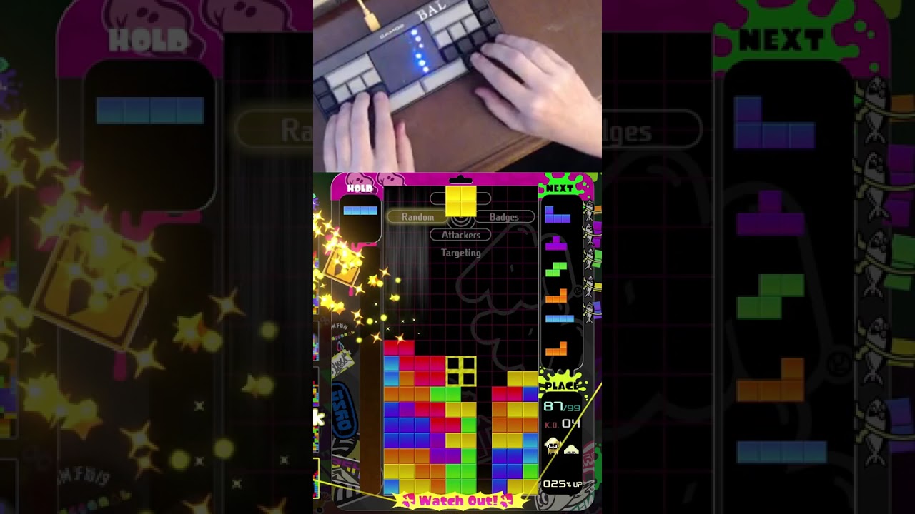 T-Spinning to Mid Game Double All Clear - Splatoon Tetris 99
