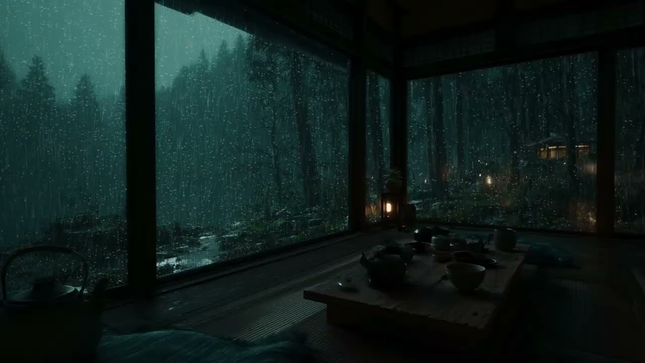 Continuous Soft Rain in Quiet Cabin 🌙 Long Relaxing Background for Healing Sleep
