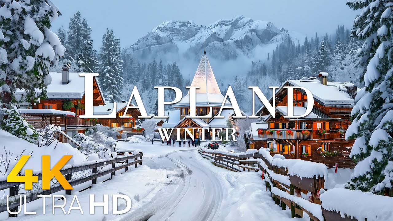 Lapland 4K | Snowy Santa Villages, Frozen Lakes & Dancing Northern Lights