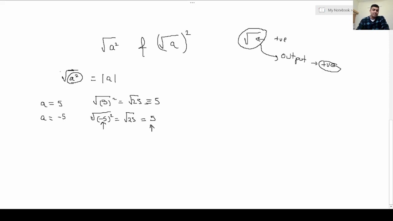DIFFERENCE BETWEEN squareroot(a^2) and (squareroot(a))^2